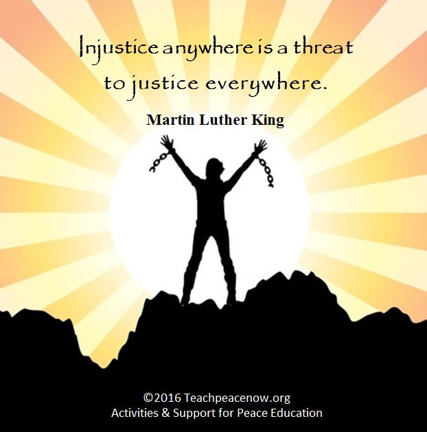 MLK Quote on pic of broken chains www.teachpeacenow.org